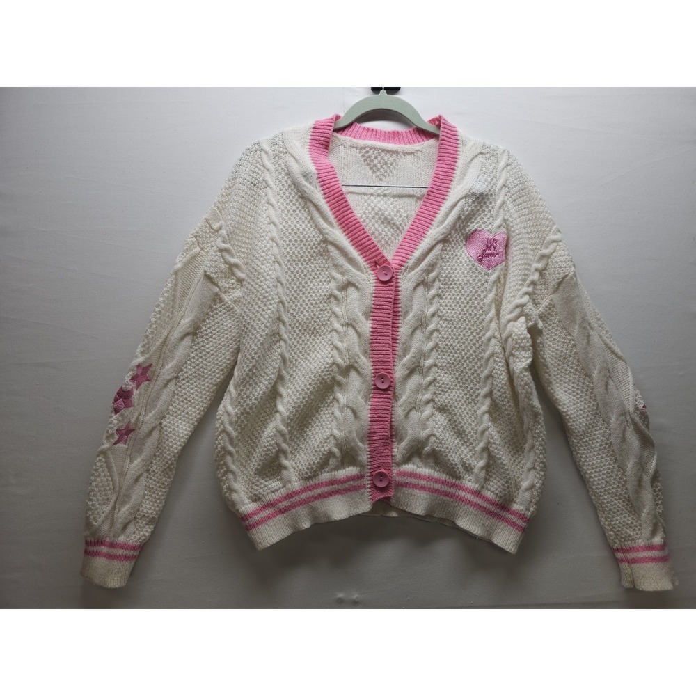 Lover Cardigan Sweater Size M Cable knit Softcore Y2K Coquette Lovercore